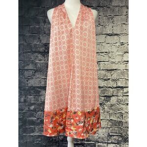 Peter Som Womens Dress‎ Large Sleeveless Pink Geometric Print Knee Length Relax